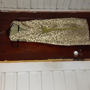 Sherrie Bloom Peter Noviello green and gold sleeveless dress sz 2